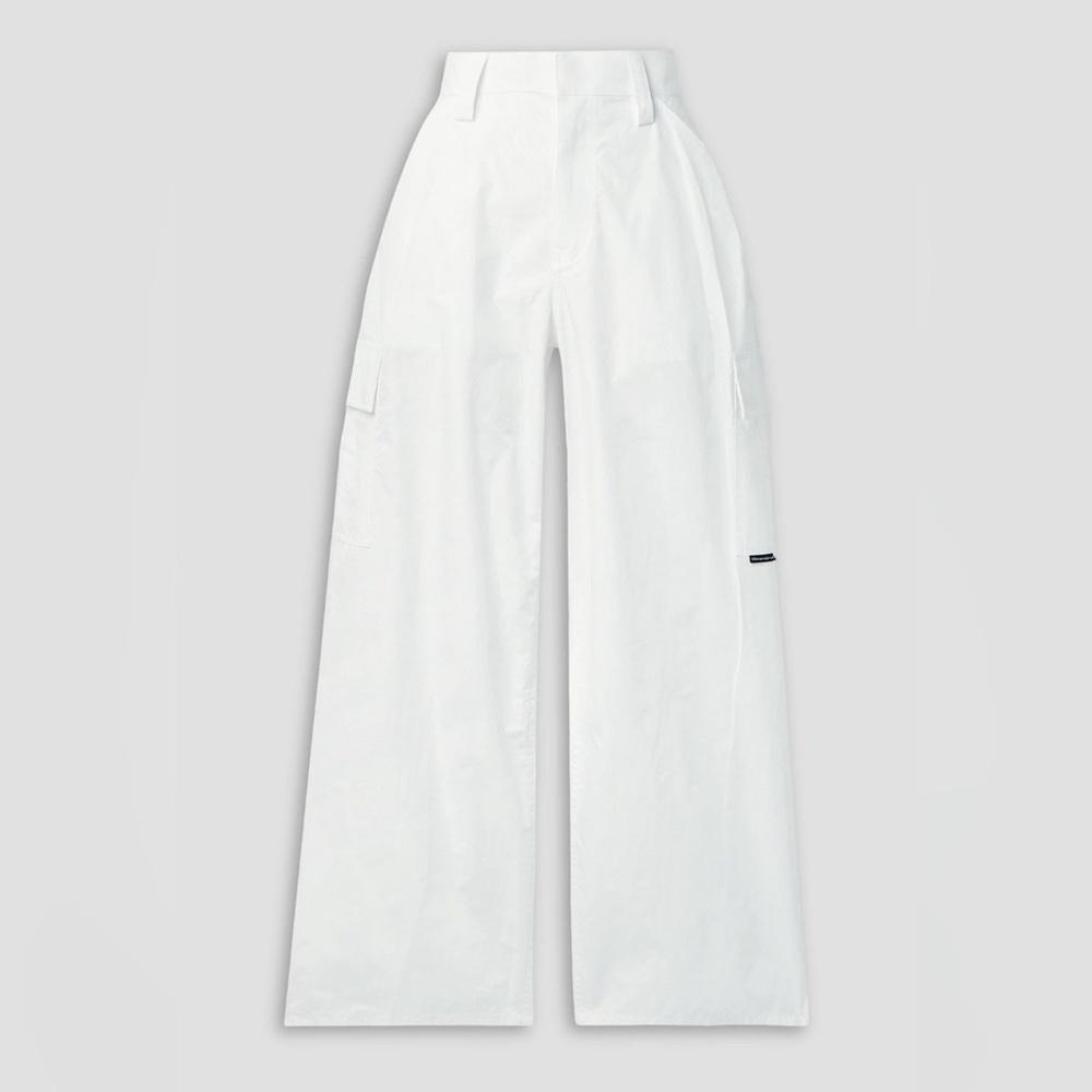 T By ALEXANDER WANG Poplin Cargo Trousers US4 UK8 IT40 S White Wide Leg RRP€452